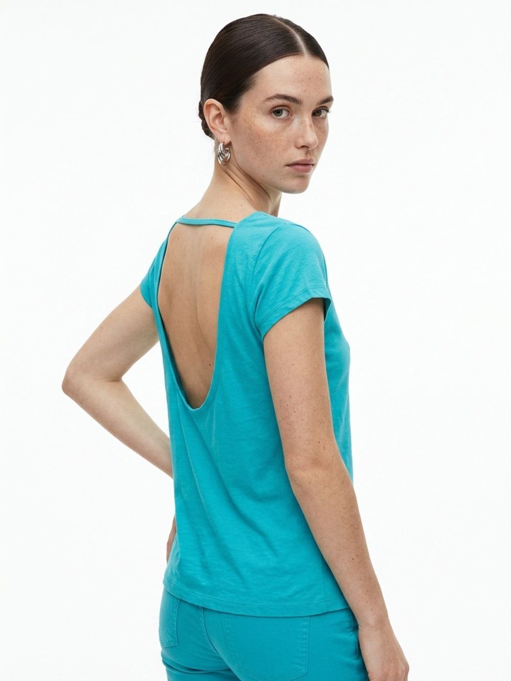 VICTORIA’S SECRET PINK | Teal Short Sleeve Tee Cuffed Low Back with Strap XS/S